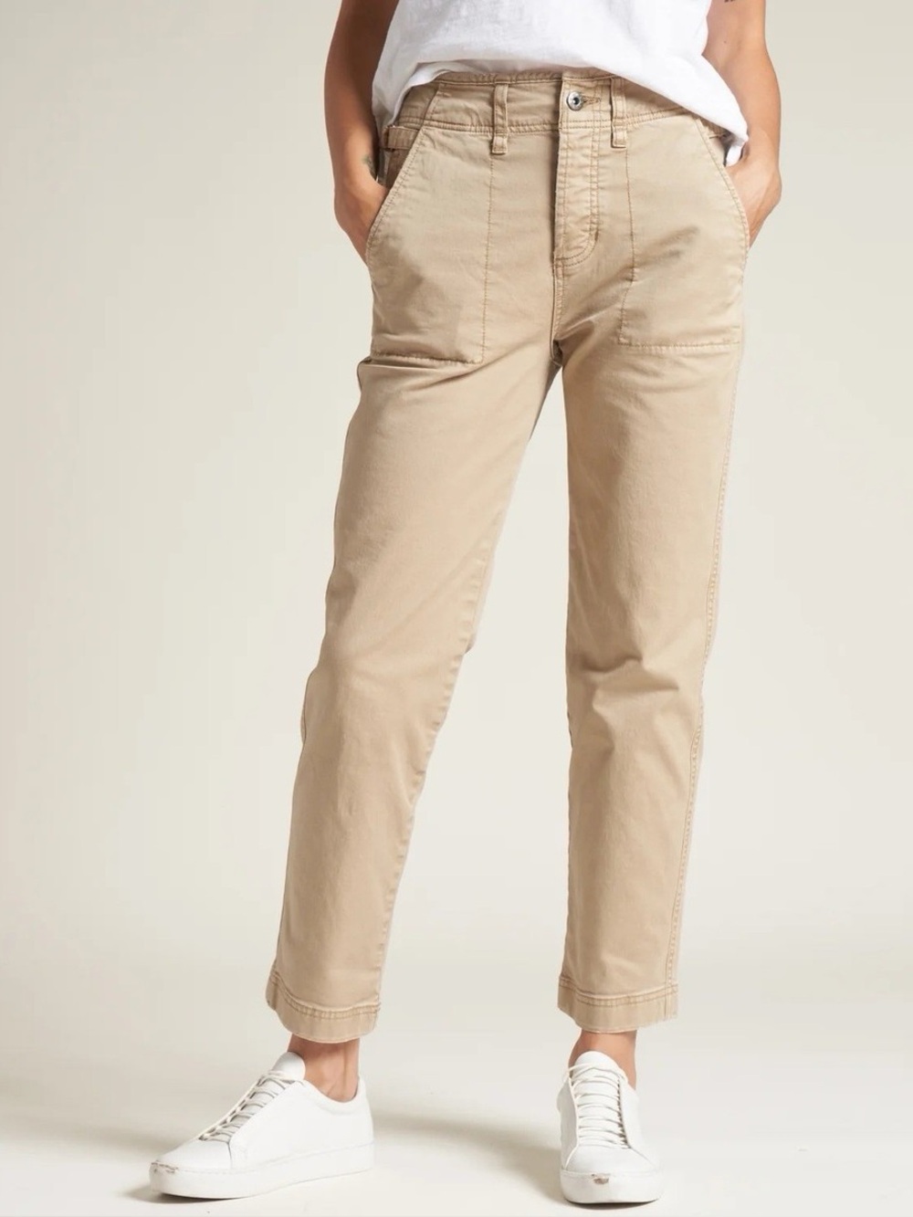 Rowan JALEN UTILITY TROUSER Size cinch high waisted tapered leg 28 Sand Dune